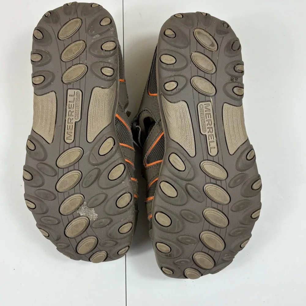 Merrell Kids Outdoor Sport Sandals Brown Orange Size 4 Hook Loop